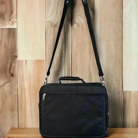 Samsonite Black Canvas Slim Laptop Travel Briefcase with Pockets 17"X12" - Picture 3 of 4